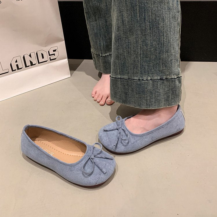 Damen klassische Ballerinas mit dekorativem Schleifenakzent EB