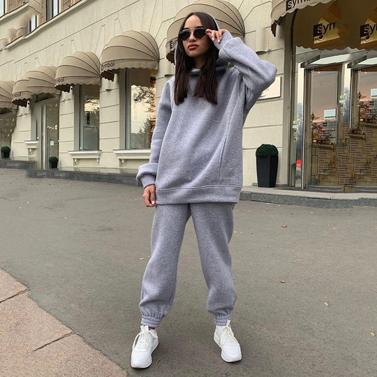 Damen lässiges Hoodie-Set mit elastischer Taillierung und praktischen Taschen EB