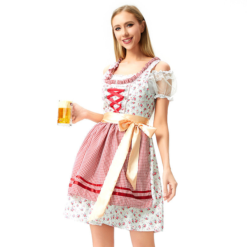 Damen nan Blusenkleid im Trachtenstil mit dekorativem Korsettband und geraffter Schürze EB