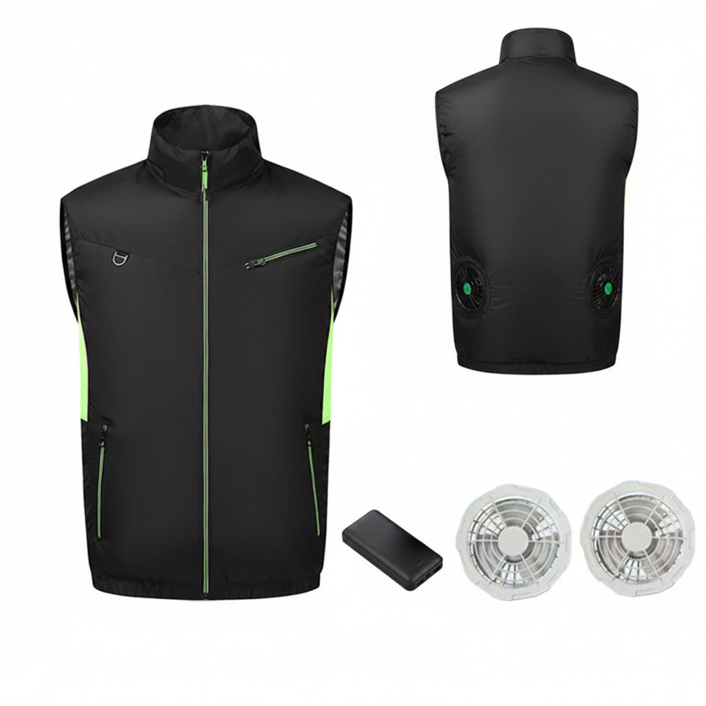 Unisex nan leichte Ventilationsweste mit dualem Lüfteranschluss, austauschbaren Filtern und wasserabweisendem Material EB