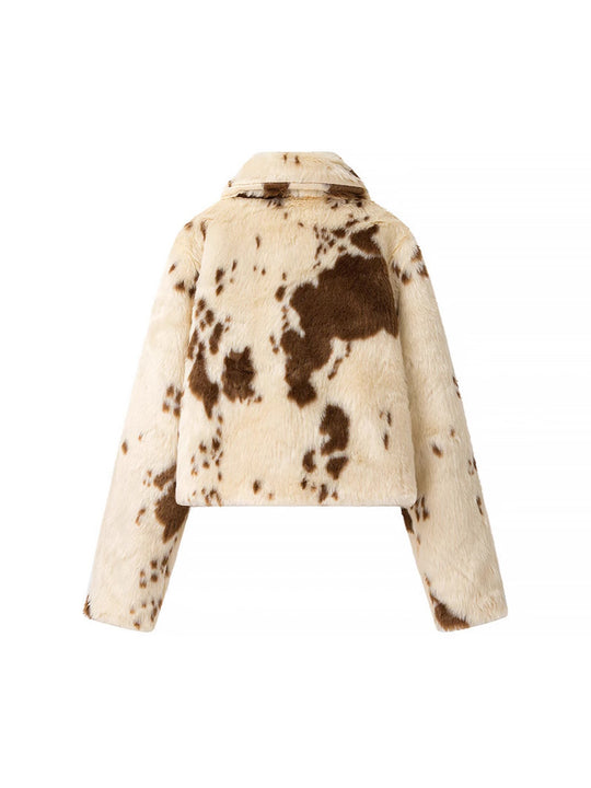 Damen modische Kurzjacke aus Kunstpelz mit einzigartigem Tiermotiv EB