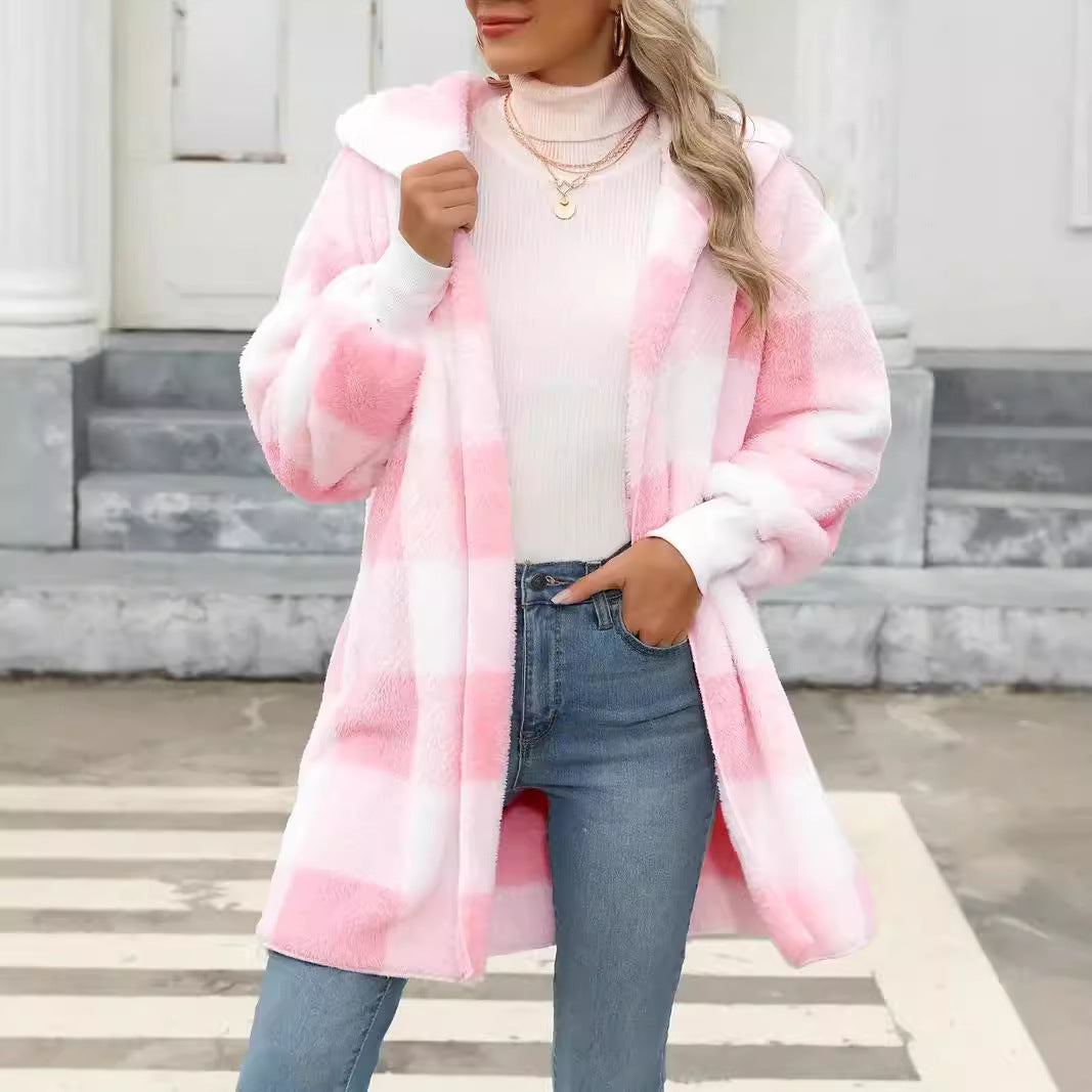 Damen Kuschelige Wolljacke mit Karomuster EB