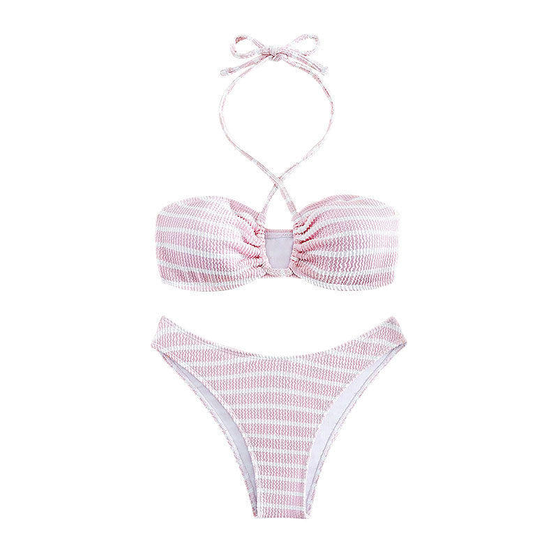 Damen Push-Up Bikini mit verstellbaren Trägern und modischem Streifendesign EB