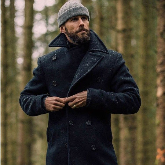 Herren klassischer Doppelreiher-Mantel mit weichem Innenfutter EB