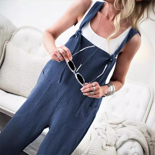 Damen Jumpsuit mit praktischen Taschen und verstellbaren Trägern EB