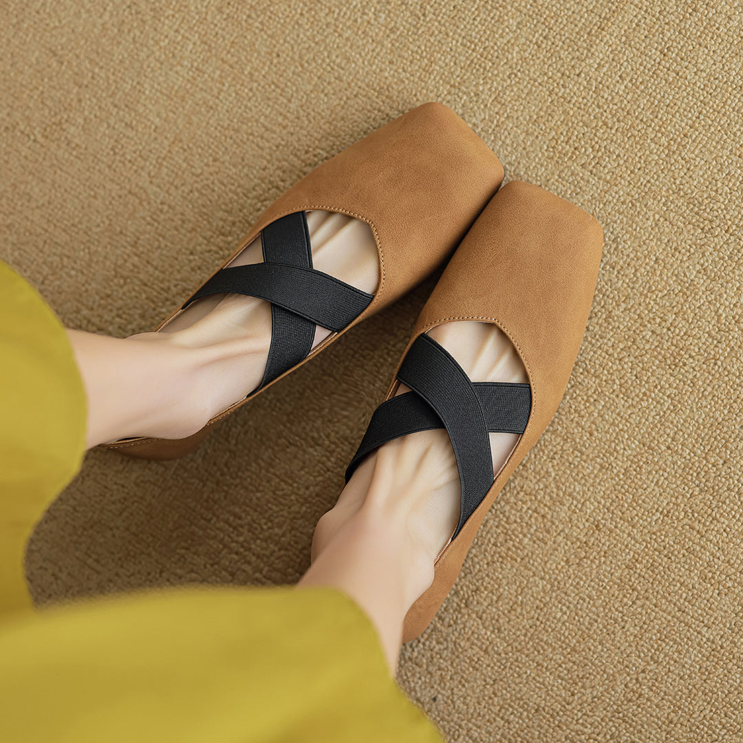 Damen elegante Ballerinas mit schimmerndem Obermaterial und komfortablem Riemen EB