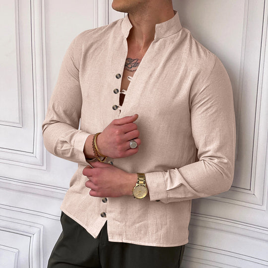 Herren Langarm-Hemd mit modernen Knopfdetails und zeitlosem Design EB