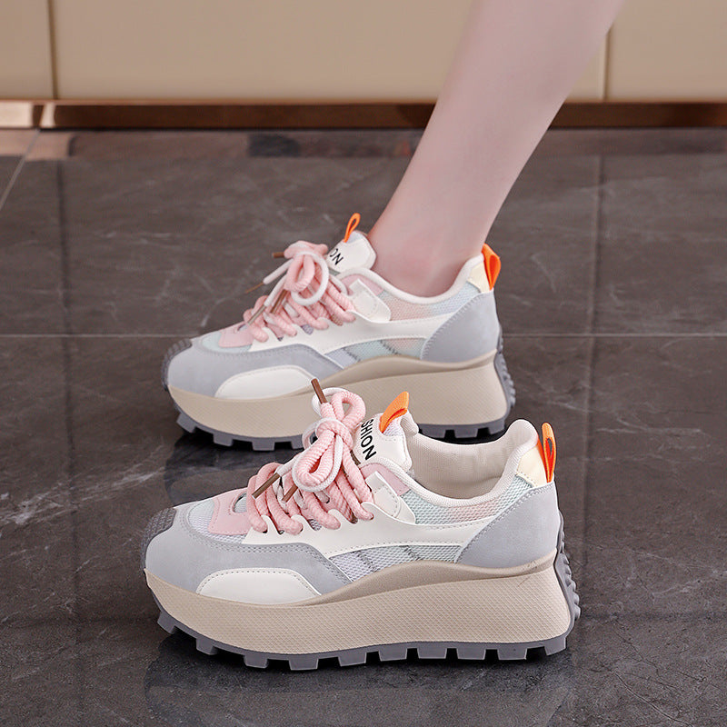 Damen Überdimensionale Plateau Sneakers mit stilvollem Farbverlauf und rutschfester Sohle EB
