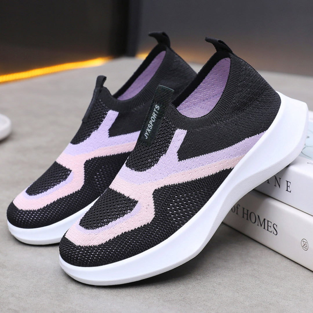 Damen Slip-On Sportschuhe mit atmungsaktivem Obermaterial und dämpfender Sohle EB