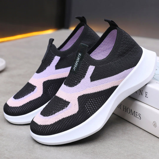 Damen Slip-On Sportschuhe mit atmungsaktivem Obermaterial und dämpfender Sohle EB