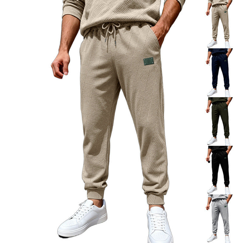 Herren Strukturierte Jogginghose mit geometrischer Waffelstruktur und elastischen Bündchen EB