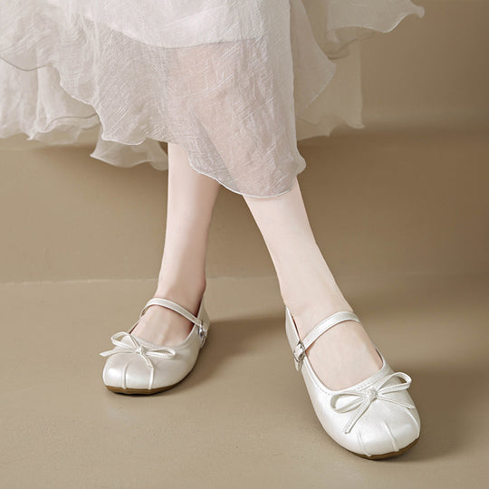 Damen Ballerinas mit verstellbarem Riemen und schickem Schleifen-Detail EB