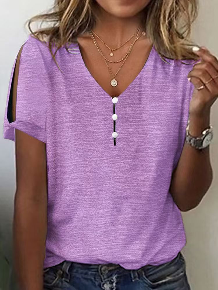 Damen Glitzernde V-Pullover Bluse EB