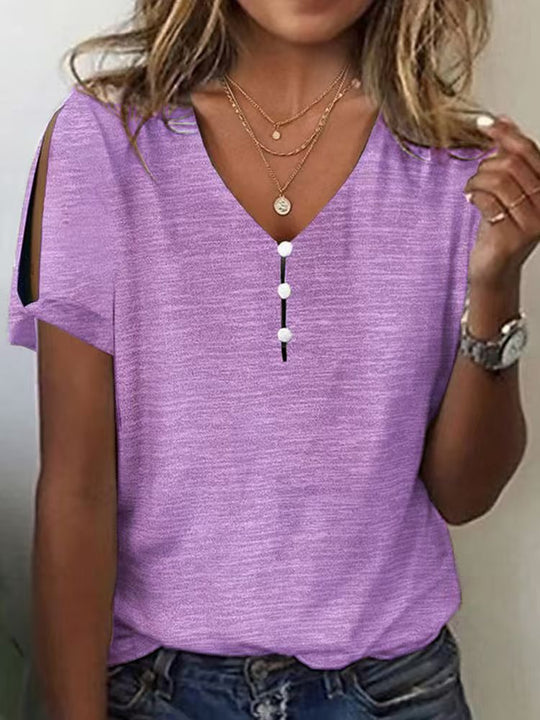 Damen Glitzernde V-Pullover Bluse EB