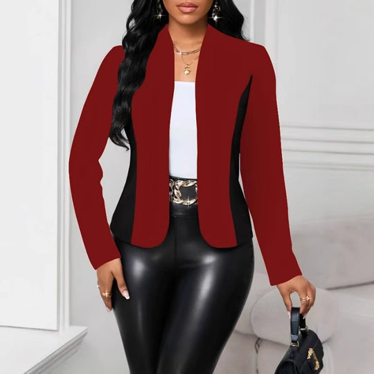 Damen moderne Blazerjacke mit farblich abgesetzten Einsätzen EB