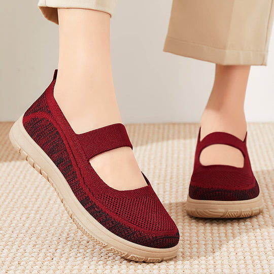 Damen Komfortable Slip-On Sneakers mit elastischem Riemen und atmungsaktivem Obermaterial EB