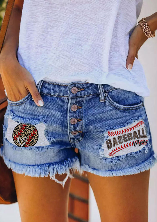 Damen Jeansshorts im trendy Vintage-Stil mit amerikanischem Motiv EB