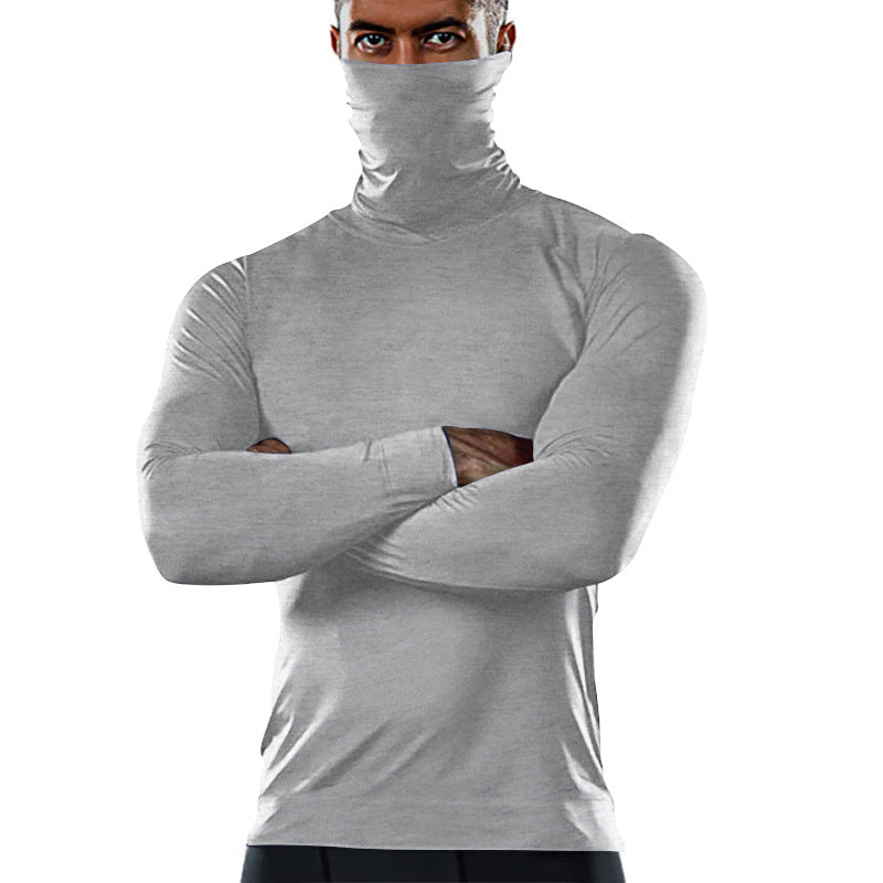 Herren funktionales Langarmshirt mit hohem Kragen und feuchtigkeitsregulierendem Material EB