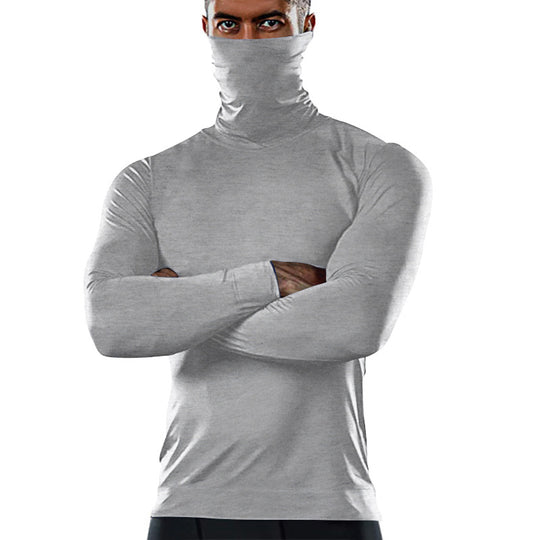 Herren funktionales Langarmshirt mit hohem Kragen und feuchtigkeitsregulierendem Material EB