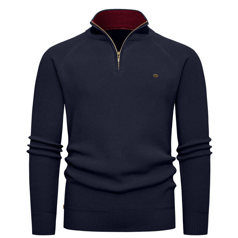 Herren Strickpullover mit Stehkragen und Reißverschluss EB
