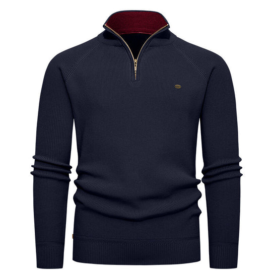 Herren Strickpullover mit Stehkragen und Reißverschluss EB