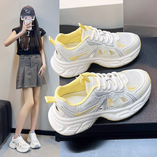 Damen Sportliche Mesh-Sneaker mit atmungsaktiver Struktur und dämpfender Sohle EB