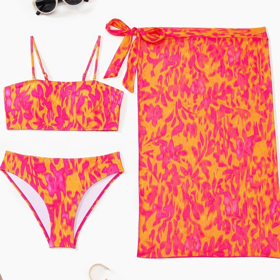 Damen Zweiteiliges Badeanzug-Set mit farbenfrohem Blumenmuster EB