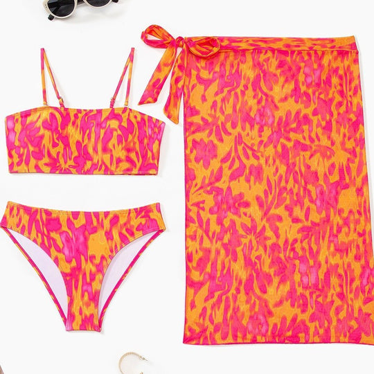 Damen Zweiteiliges Badeanzug-Set mit farbenfrohem Blumenmuster EB