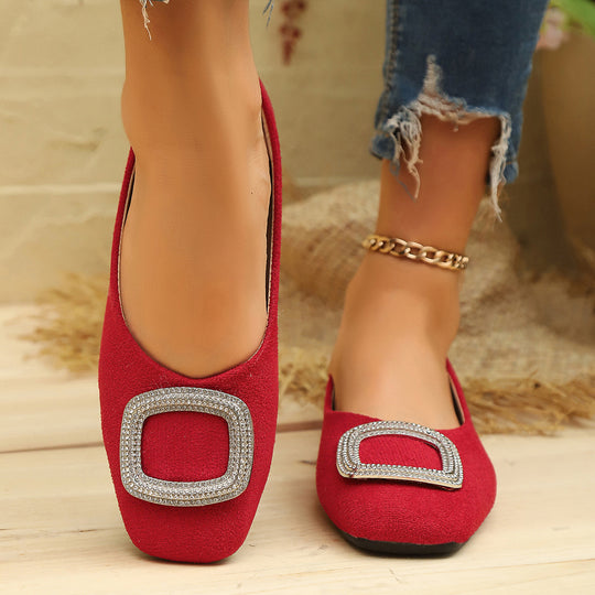 Damen elegante Ballerinas mit schimmerndem Schmuckdetail EB