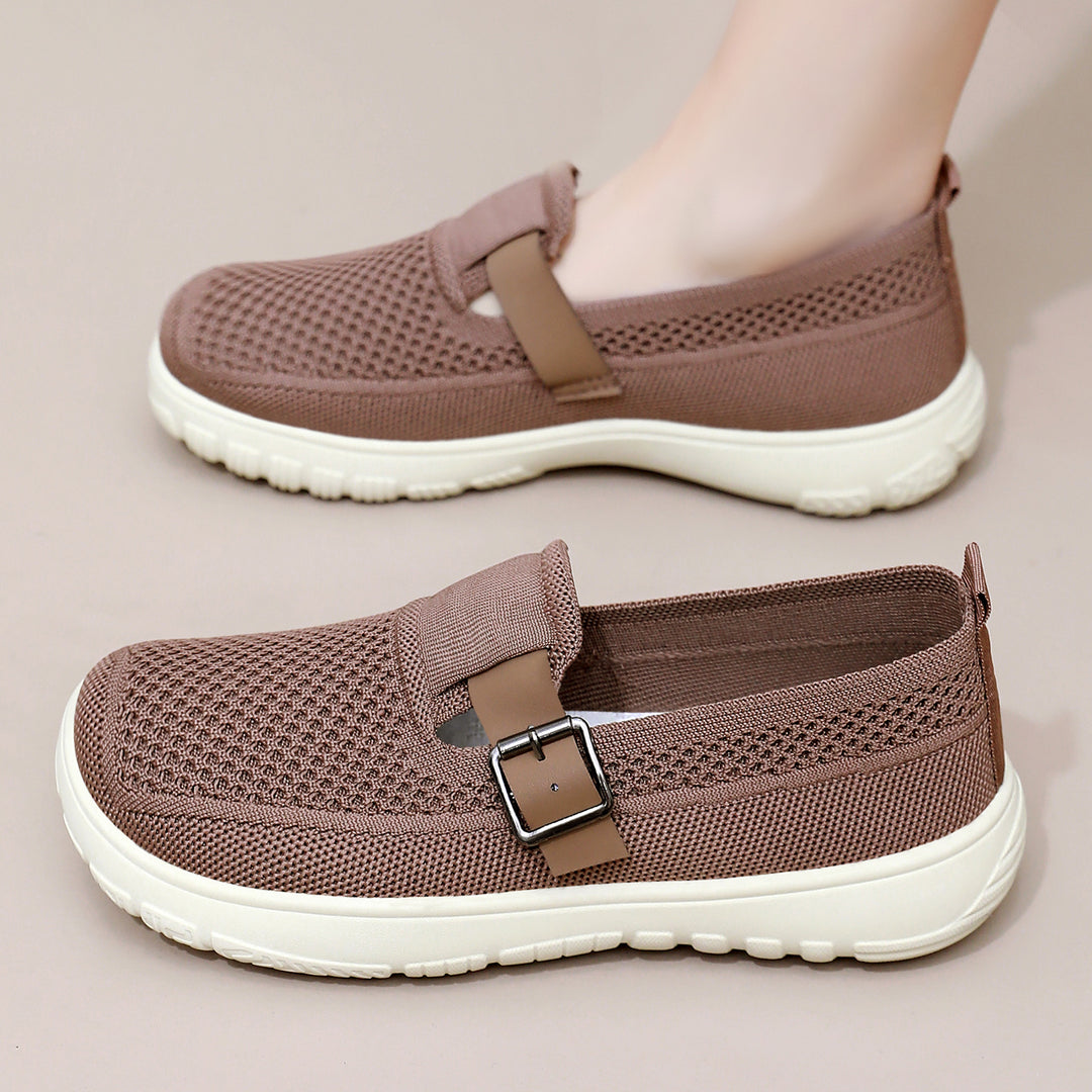 Damen nan atmungsaktiver Strick-Slip-On mit verstellbarer Metallschnalle und federnder Leicht-EVA-Sohle EB