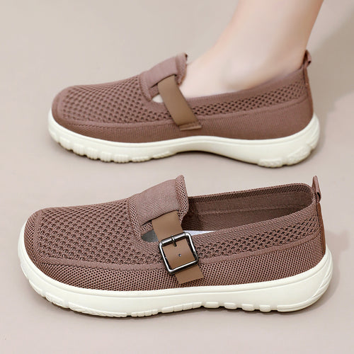Damen nan atmungsaktiver Strick-Slip-On mit verstellbarer Metallschnalle und federnder Leicht-EVA-Sohle EB