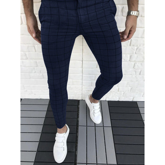 Herren Karierte Anzughose im Slim Fit Stil EB