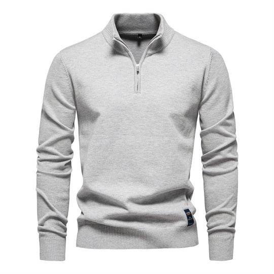 Herren Pullover mit kurzem Reißverschluss und modischem Stehkragen EB