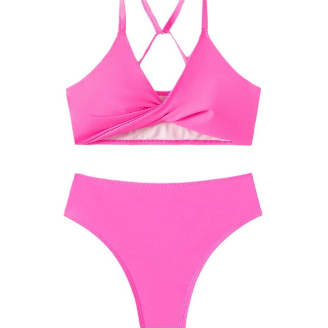 Damen Bikini-Set mit stylischem Sportoberteil und hochgeschnittenem Slip EB