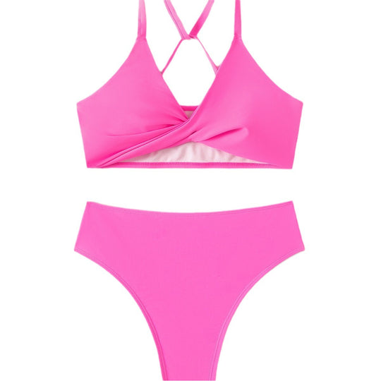 Damen Bikini-Set mit stylischem Sportoberteil und hochgeschnittenem Slip EB