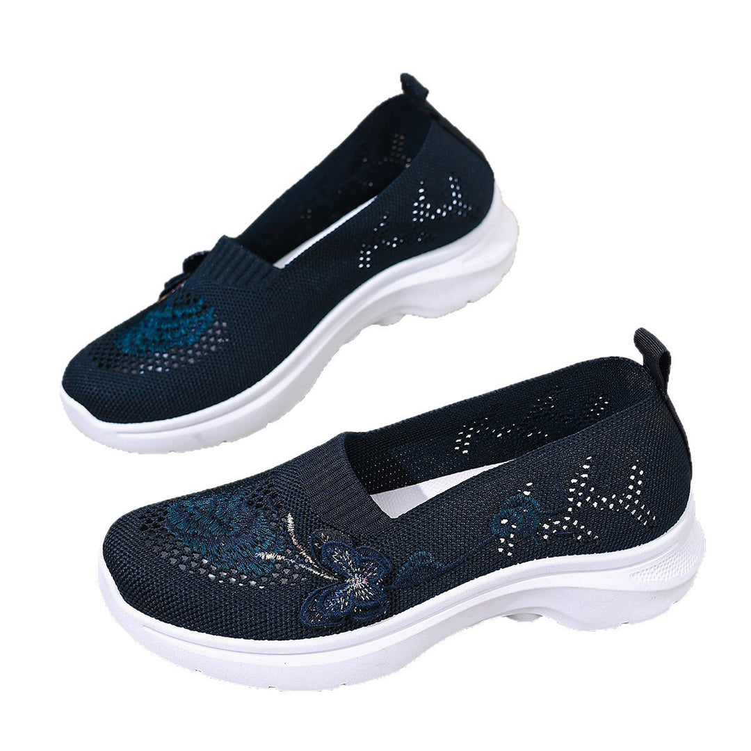 Damen Komfortable und atmungsaktive Slip-On Laufsohle mit floralem Dekor EB