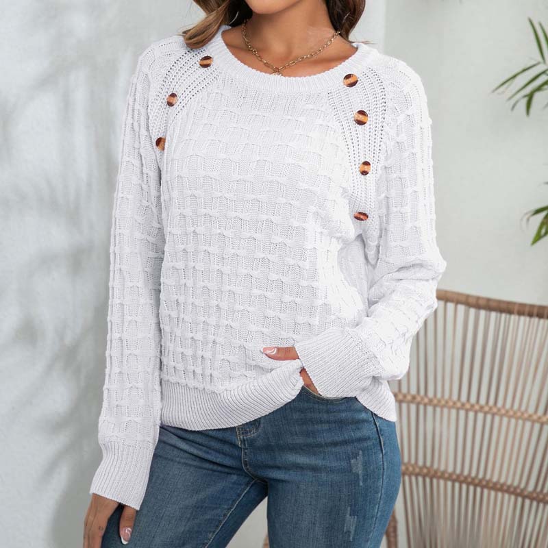 EB | Weicher Einfarbiger Strickpullover Für Alltag