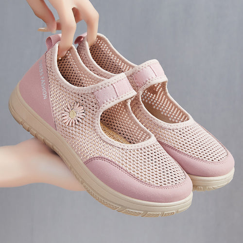 Damen Atmungsaktive Ballerinas mit dekorativem Blumenmuster EB