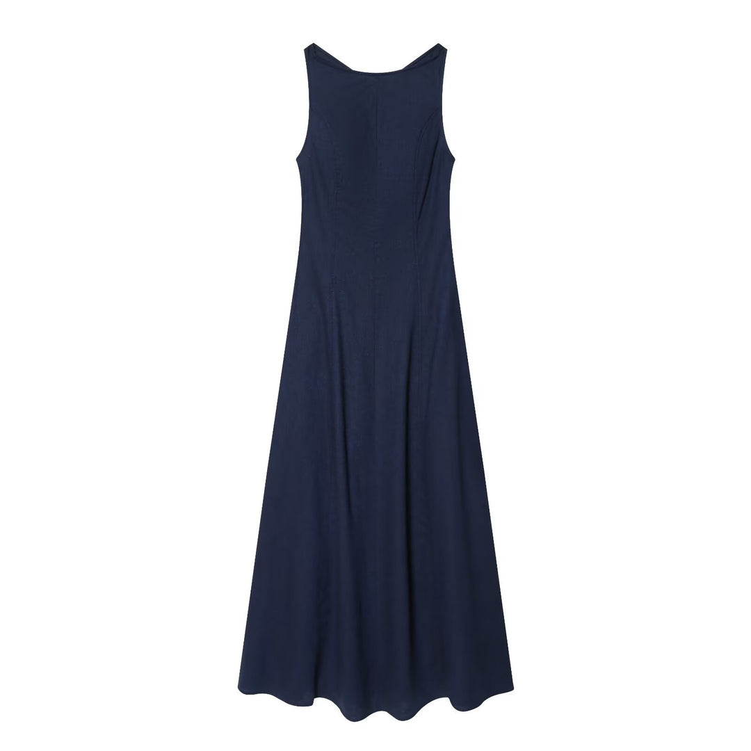 Damen Maxikleid mit elegantem V-Ausschnitt und fließendem Schnitt EB