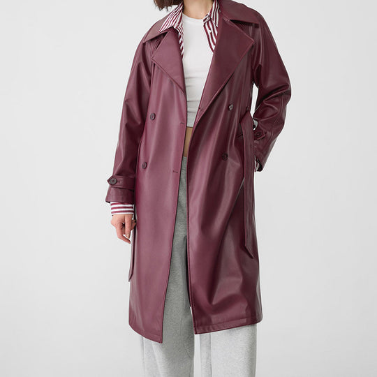 Damen Kunstleder-Trenchcoat mit elegantem Schnitt EB
