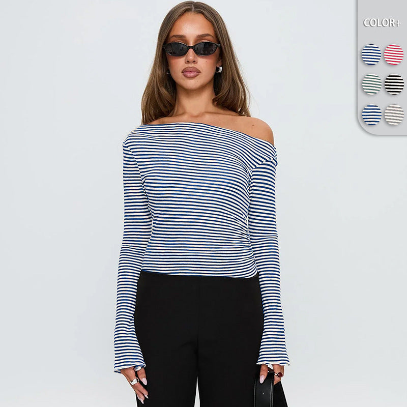 Damen Trendiges Oberteil mit asymmetrischem Ausschnitt und punktiertem Design EB