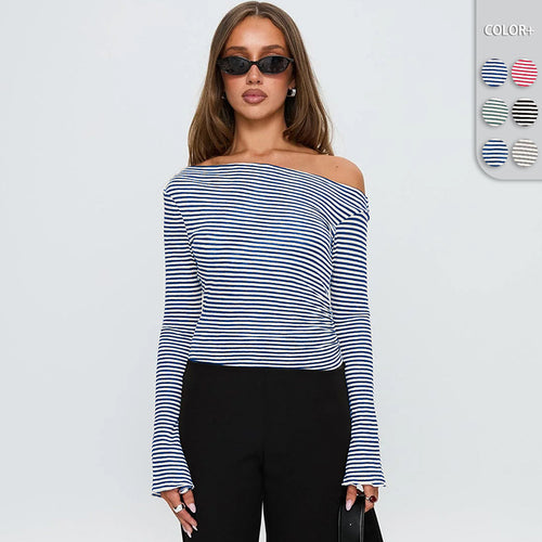 Damen Trendiges Oberteil mit asymmetrischem Ausschnitt und punktiertem Design EB