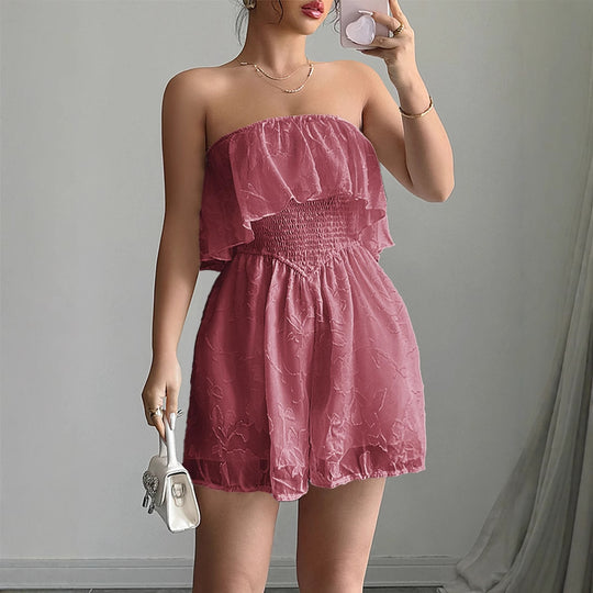 Damen Bandeau Jumpsuit mit Rüschendetails EB