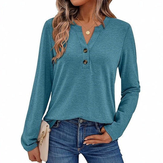 Damen Langarmshirt mit Knopfdetails EB