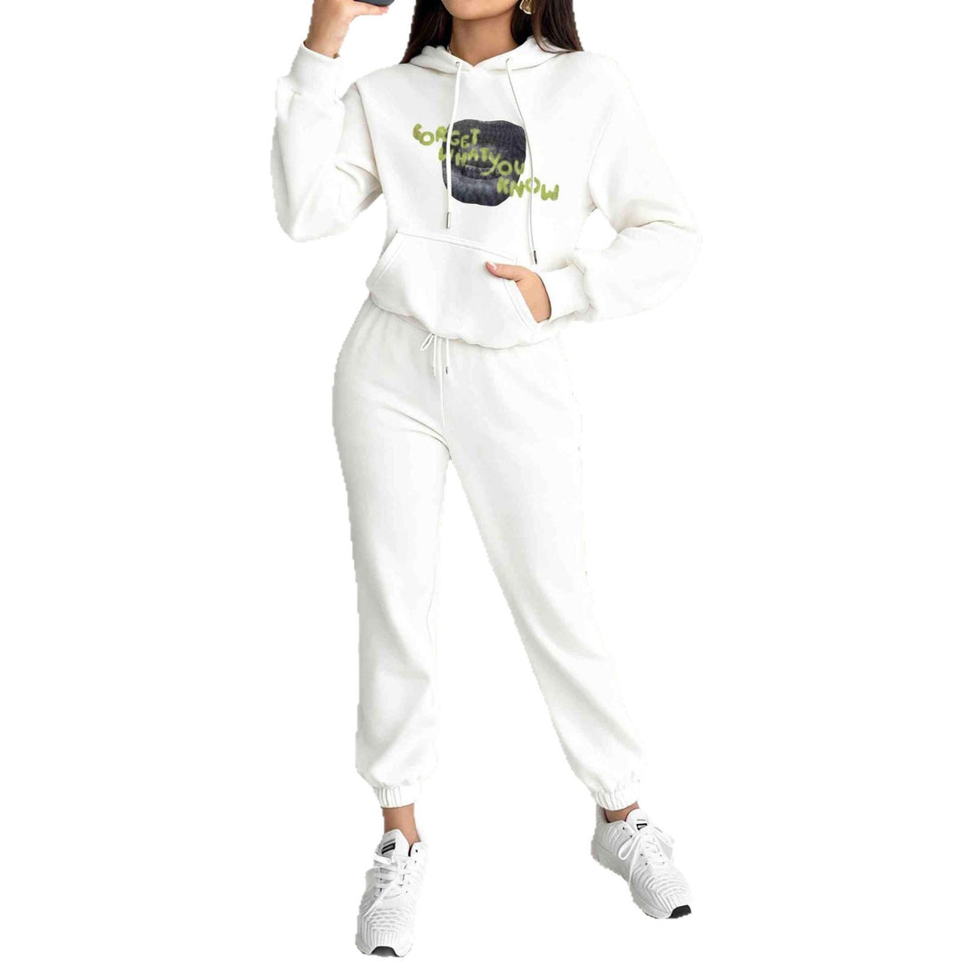 Damen nan Kapuzen-Sweatshirt und Slim-Jogginghose Lounge-Set mit Kängurutasche, gerippten Bündchen und figurbetonter Passform EB