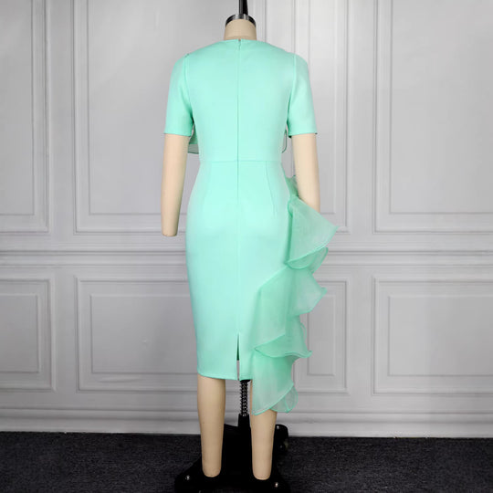 Damen figurbetontes Abendkleid mit Rüschenakzenten EB