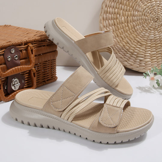 Damen bequeme Slipper mit verstellbarem Riemendesign und rutschfester Sohle EB
