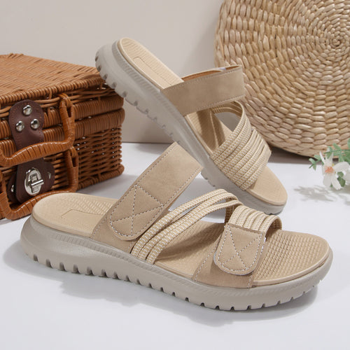 Damen bequeme Slipper mit verstellbarem Riemendesign und rutschfester Sohle EB