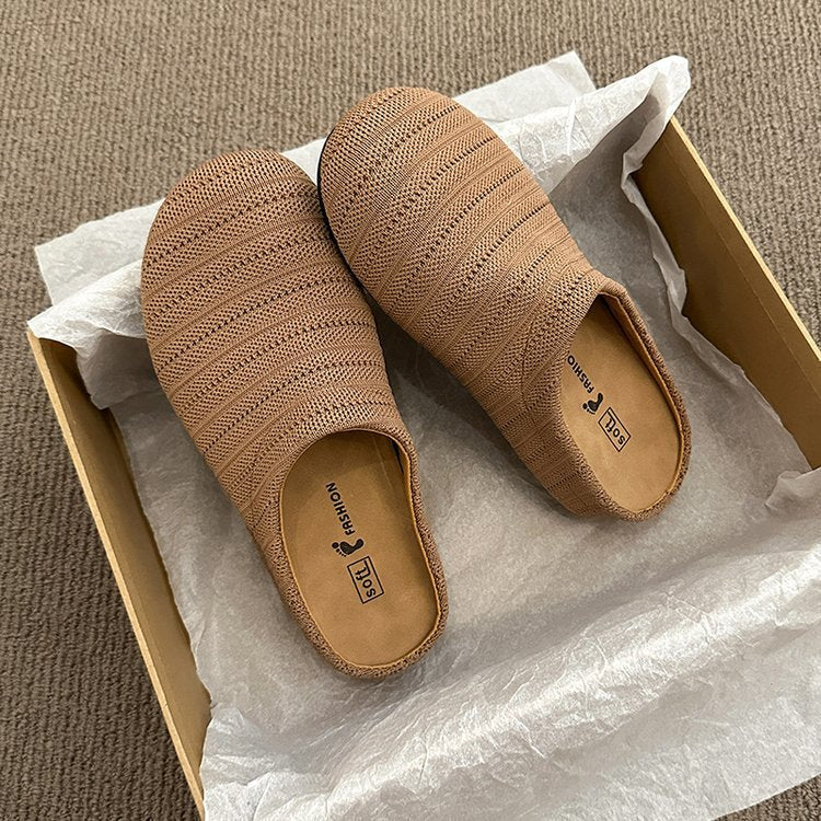 Damen bequeme Slipper aus atmungsaktivem Textilmaterial EB