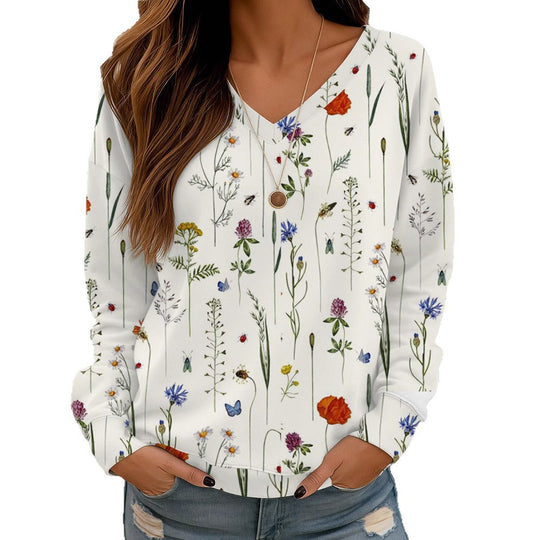 Damen Boho-Mandala V-Ausschnitt Oversize Sweatshirt mit weichem Sweatstoff EB